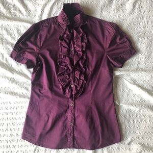 Pink Tartan Ruffled Short Slv Shirt